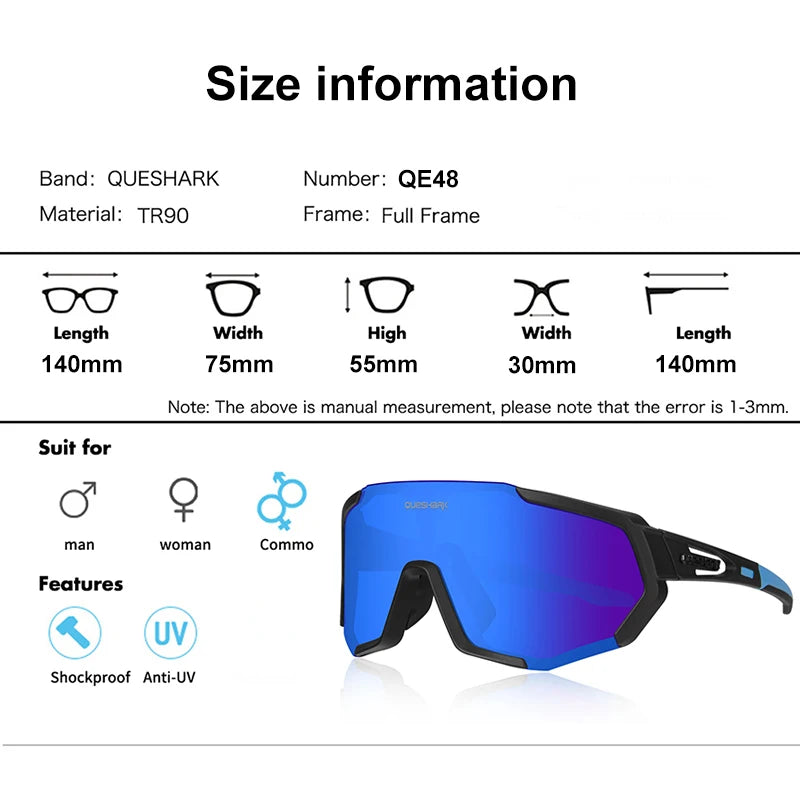 Queshark cylcling glasses Sports sunglasses for men and women - Promo Pro Store