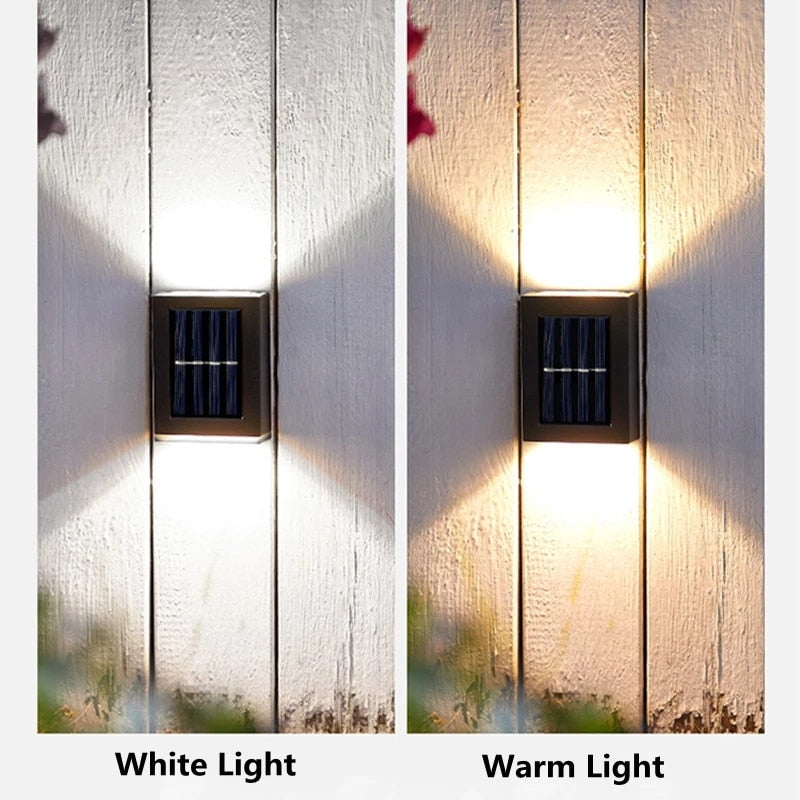 6 LED Solar Lights Outdoor Waterproof Up and Down Luminous Lighting Wall Lamp Garden Decor Stairs Fence Balcony Sunlight Lamps - Promo Pro Store