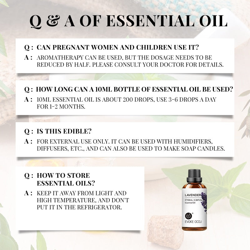 100ML Essential Oils for Diffuser Humidifier Aroma Oil Vanilla Eucalyptus Jasmine Rose Lavender Rosemary Peppermint Tea Tree - Promo Pro Store